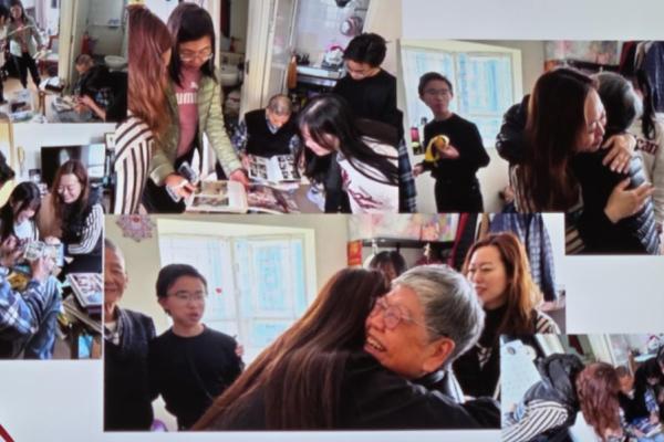 會上播出同學參與跨代共融活動的相片